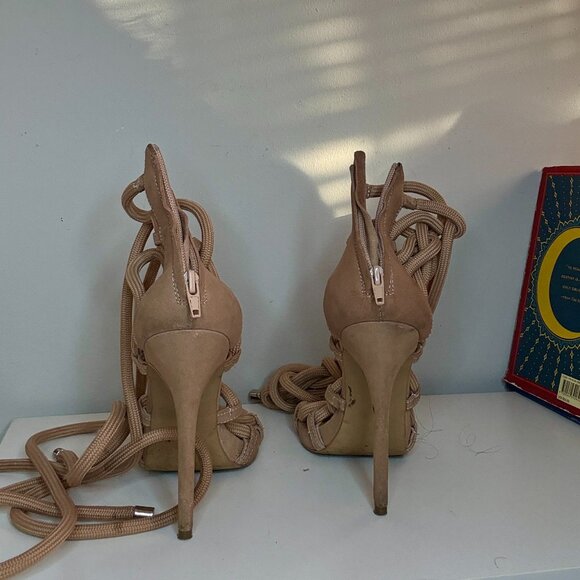 Steve Madden Tan Strappy Lace-Up Heels - Picture 3 of 3